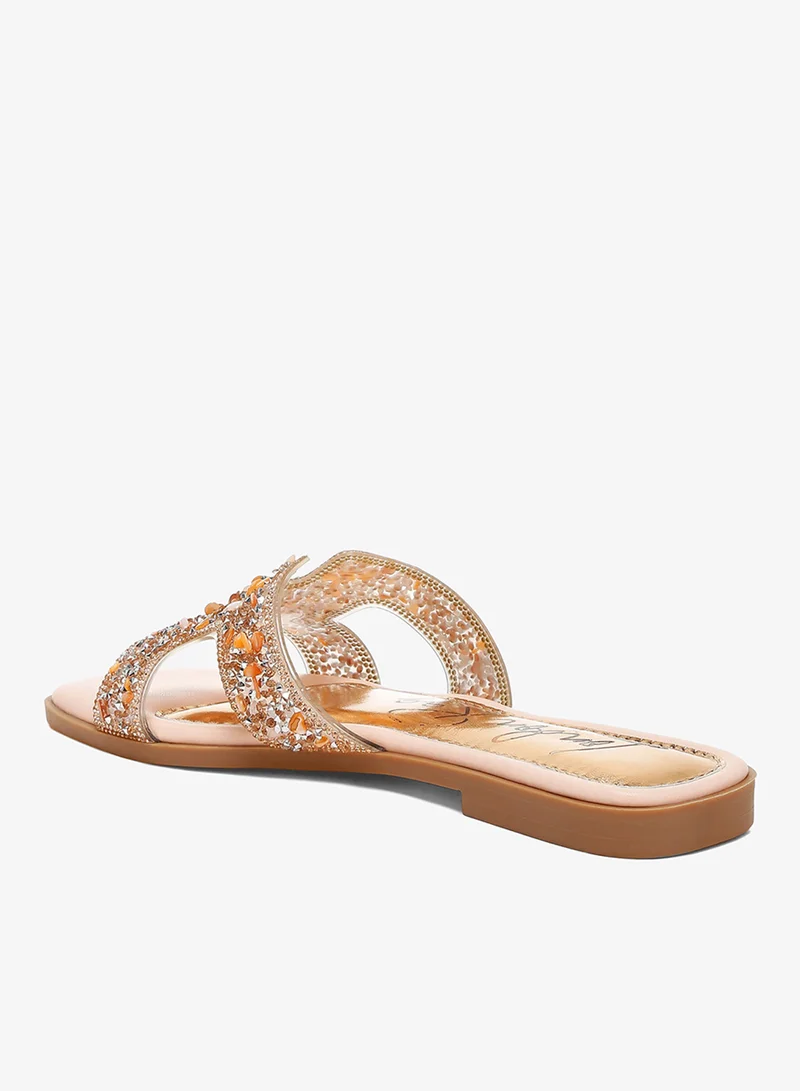 London Rag pink Rhinestone Detail Cut-Out Flats for Women | Best Price UAE