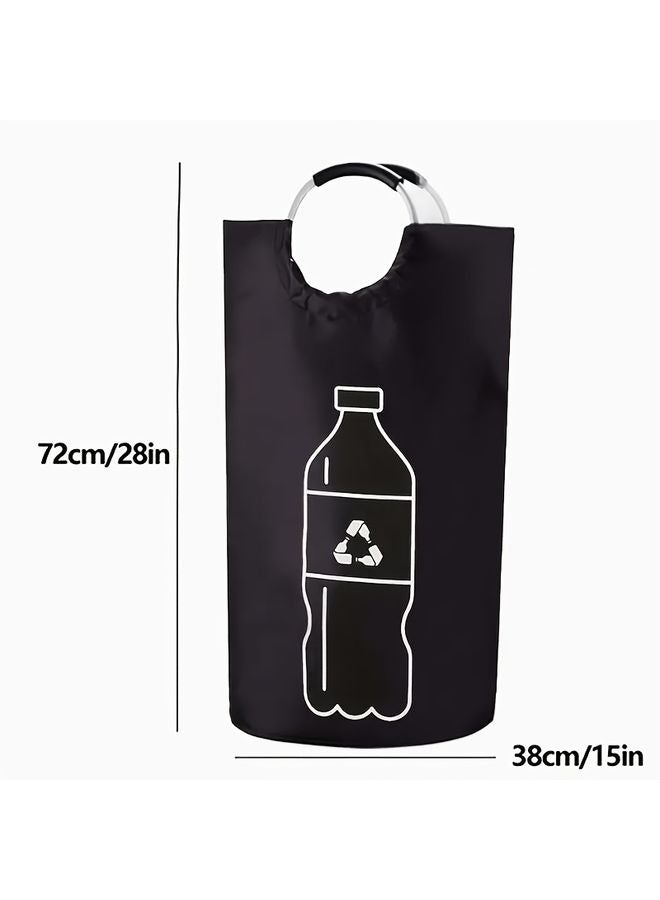 HOMESTAR Extra Large Capacity Folding Recycling Bin for Home - Cylindrical No-Power Foldable Multi-Purpose Storage Basket, Durable Canvas Material, Open-Top Design with Lid, Ideal for Kitchen Use, Recycling Bin|Open Top Storage|Canvas Construction, Recycling Bins for Home - Image 5