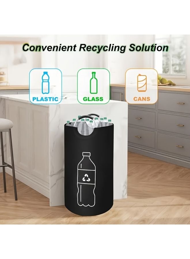 HOMESTAR Extra Large Capacity Folding Recycling Bin for Home - Cylindrical No-Power Foldable Multi-Purpose Storage Basket, Durable Canvas Material, Open-Top Design with Lid, Ideal for Kitchen Use, Recycling Bin|Open Top Storage|Canvas Construction, Recycling Bins for Home - Image 2