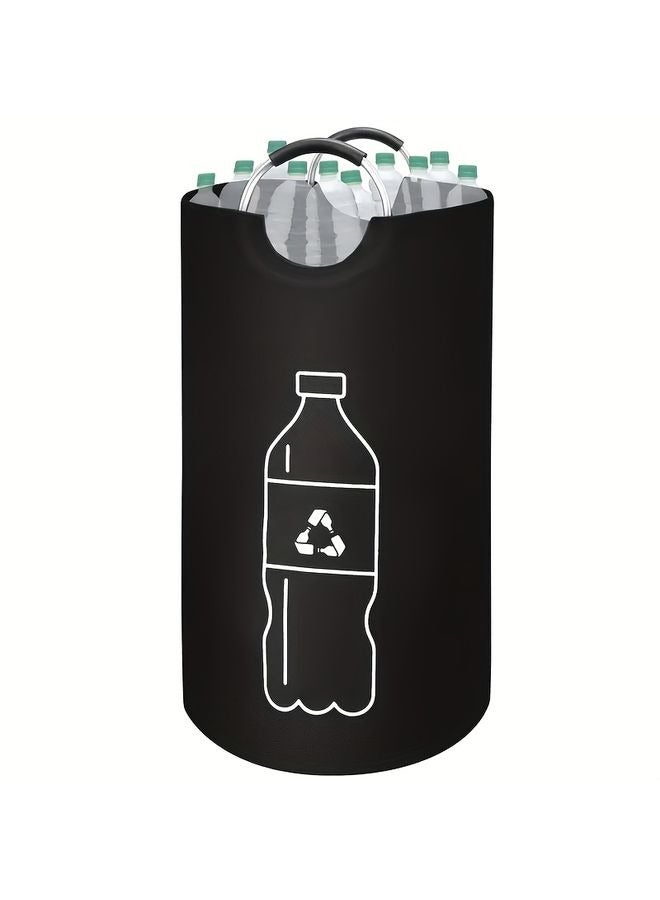 HOMESTAR Extra Large Capacity Folding Recycling Bin for Home - Cylindrical No-Power Foldable Multi-Purpose Storage Basket, Durable Canvas Material, Open-Top Design with Lid, Ideal for Kitchen Use, Recycling Bin|Open Top Storage|Canvas Construction, Recycling Bins for Home - Image 3