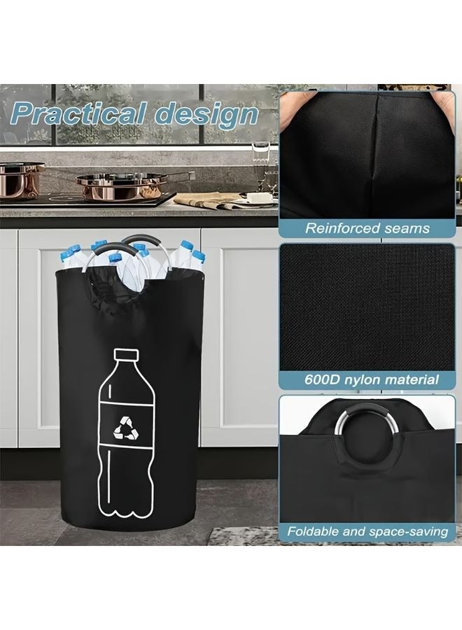 HOMESTAR Extra Large Capacity Folding Recycling Bin for Home - Cylindrical No-Power Foldable Multi-Purpose Storage Basket, Durable Canvas Material, Open-Top Design with Lid, Ideal for Kitchen Use, Recycling Bin|Open Top Storage|Canvas Construction, Recycling Bins for Home - Image 4