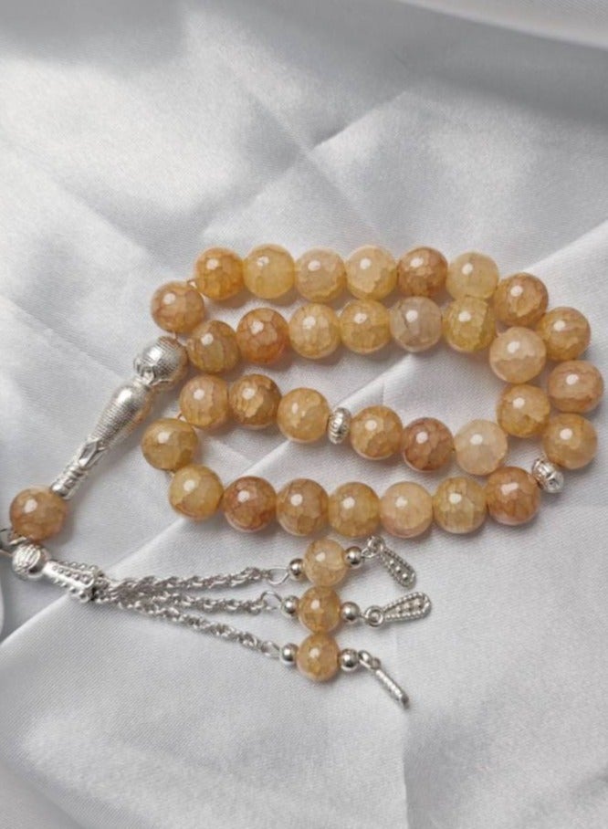 ارواق مسبحة إسلامية من أحجار طبيعية مقاس 10 مم، 33 حبة، هدايا رمضان والعيد، سوار تركي، مسبحة صلاة إسلامية عربية، مجوهرات مصنوعة يدويًا - Image 1