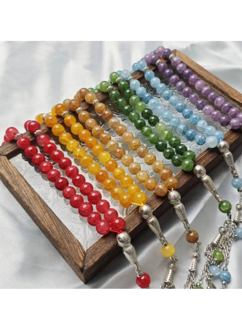 ارواق مسبحة إسلامية من أحجار طبيعية مقاس 10 مم، 33 حبة، هدايا رمضان والعيد، سوار تركي، مسبحة صلاة إسلامية عربية، مجوهرات مصنوعة يدويًا - Image 3