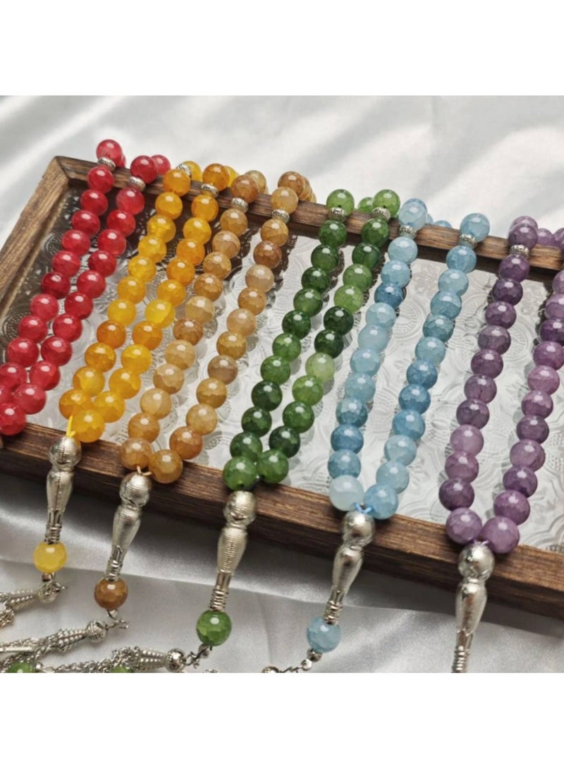 ارواق مسبحة إسلامية من أحجار طبيعية مقاس 10 مم، 33 حبة، هدايا رمضان والعيد، سوار تركي، مسبحة صلاة إسلامية عربية، مجوهرات مصنوعة يدويًا - Image 2