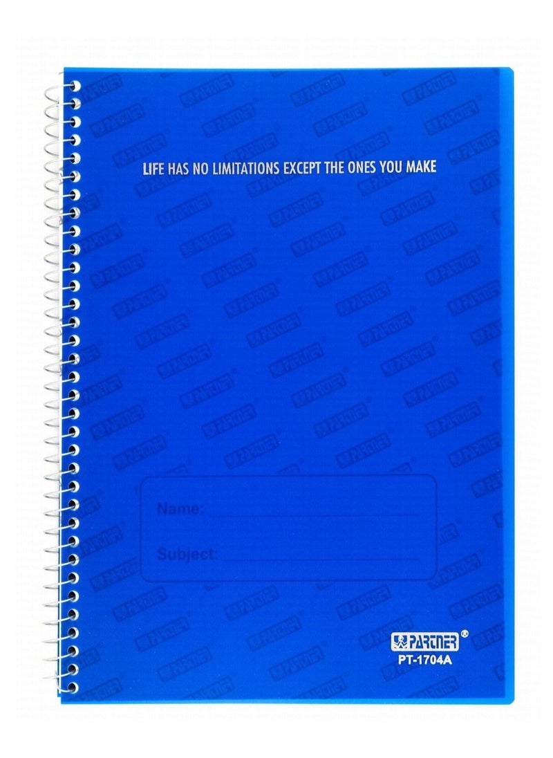 PARTNER - 4-Piece A4 Size Spiral Binded Notebook With Assorted Plastic Covers - Image 1