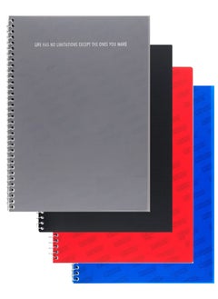 PARTNER 4-Piece A4 Size Spiral Binded Notebook With Assorted Plastic Covers  - Image 1