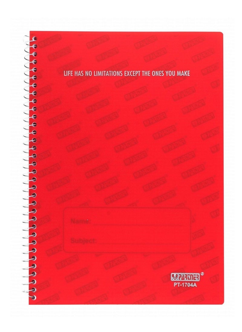 PARTNER - 4-Piece A4 Size Spiral Binded Notebook With Assorted Plastic Covers - Image 1