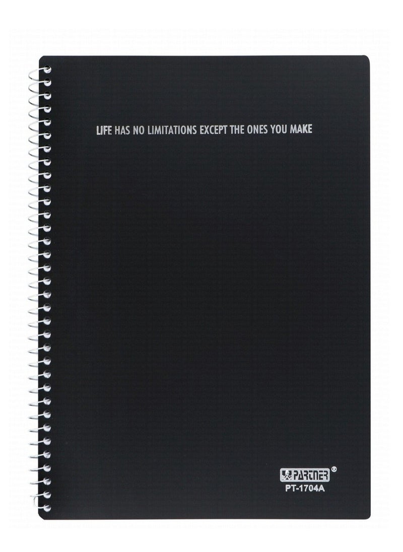 PARTNER - 4-Piece A4 Size Spiral Binded Notebook With Assorted Plastic Covers - Image 1