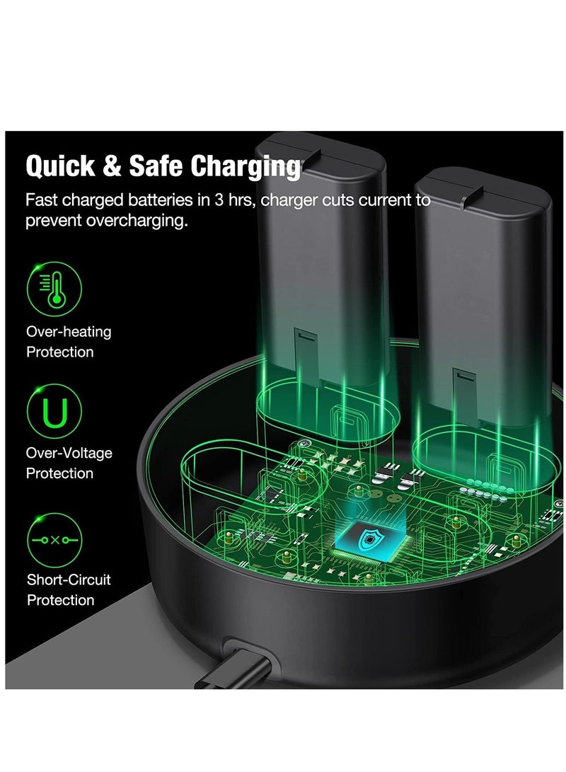 general Rechargeable Battery Pack for DMG Xbox Battery Pack One/X/S/Xbox One Elite/Xbox Series X/Xbox Series S with 4 x 1200mAh USB Xbox One Battery Charger, Fast Charge, LED Indicator - Image 3