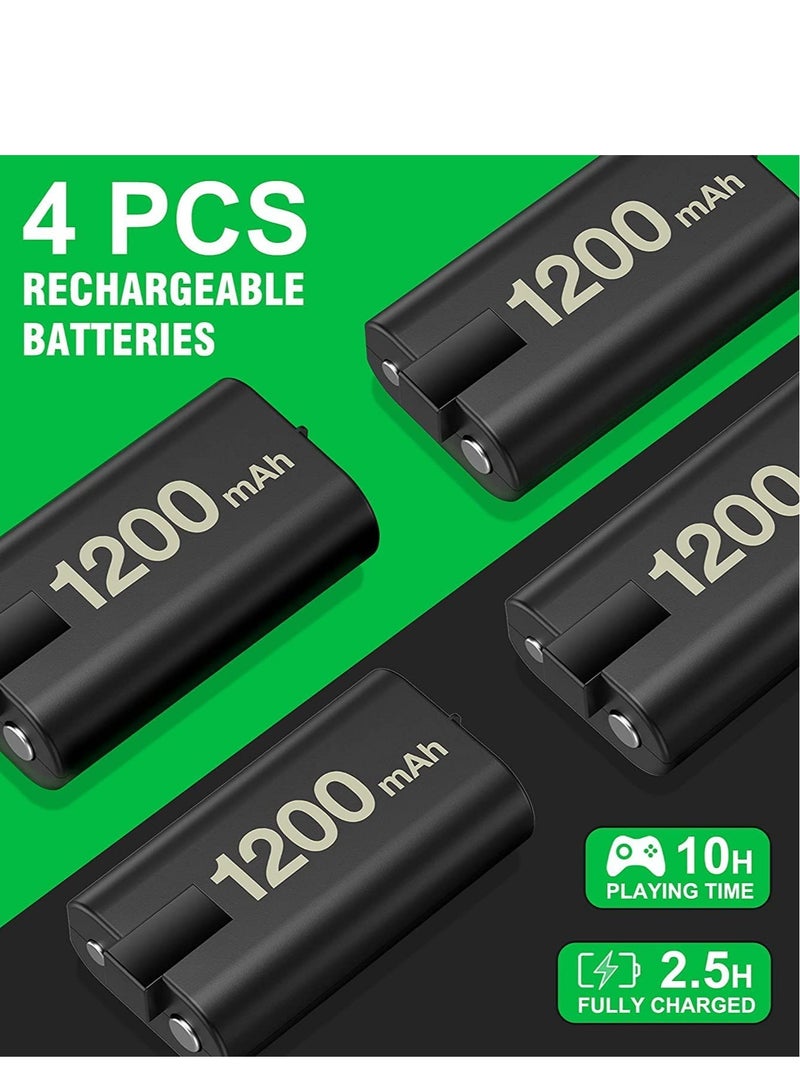 general Rechargeable Battery Pack for DMG Xbox Battery Pack One/X/S/Xbox One Elite/Xbox Series X/Xbox Series S with 4 x 1200mAh USB Xbox One Battery Charger, Fast Charge, LED Indicator - Image 2