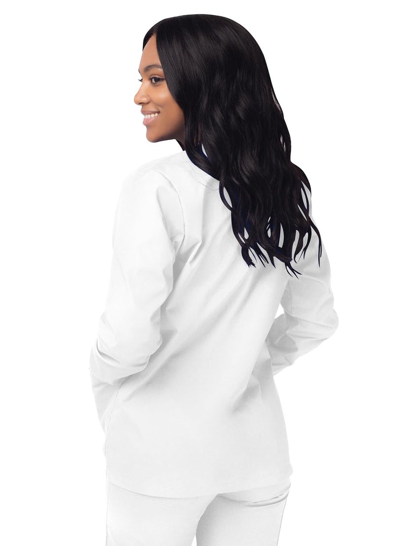 Sivvan Scrubs for Women - Front Snap Warm - Up Jacket - S8306 - White - XS - Image 2