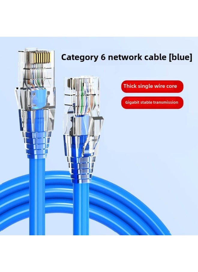 Generic Category 6 Network Cable CAT6 Gigabit Home Engineering Computer Broadband Router 8-core Twisted Pair Network Hop RJ45 Head-Colour:Category 6 Gigabit Blue (sheath + Unshielded Head)-Line Length:0.5m  - Image 1