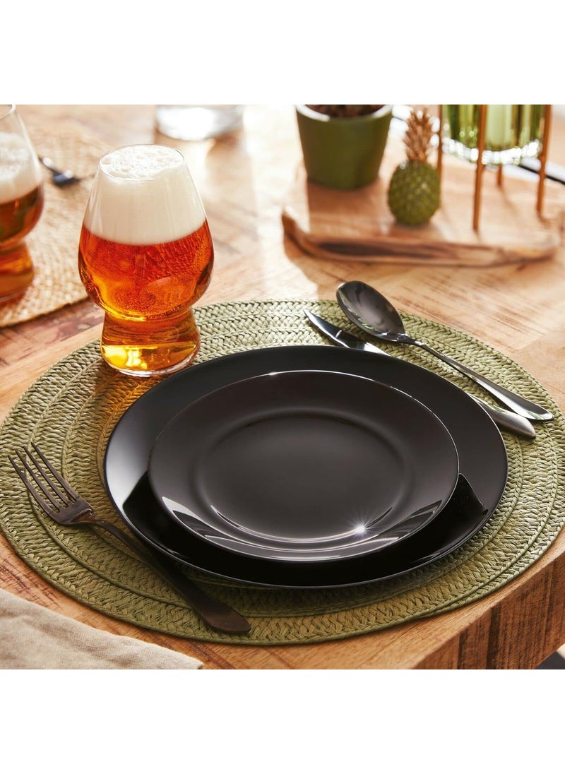 Incrizma Incrizma 10-inch Stoneware Dinner Plate, Elegant Large Round Serving Plates for Steak, Pasta, and Salad, Set of 4 (10", Black)  - Image 3
