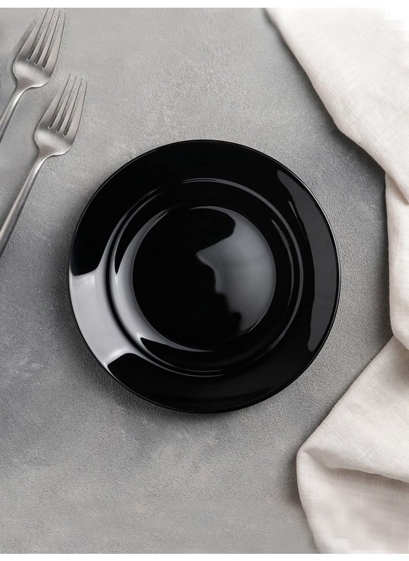 Incrizma Incrizma 10-inch Stoneware Dinner Plate, Elegant Large Round Serving Plates for Steak, Pasta, and Salad, Set of 4 (10", Black)  - Image 2