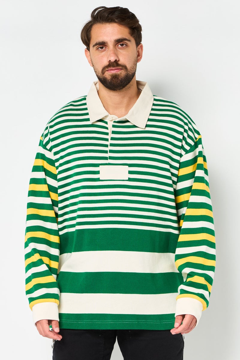GANT Men Spread Collar Long Sleeve Stripe Sweatshirt, Multicolor - Image 1
