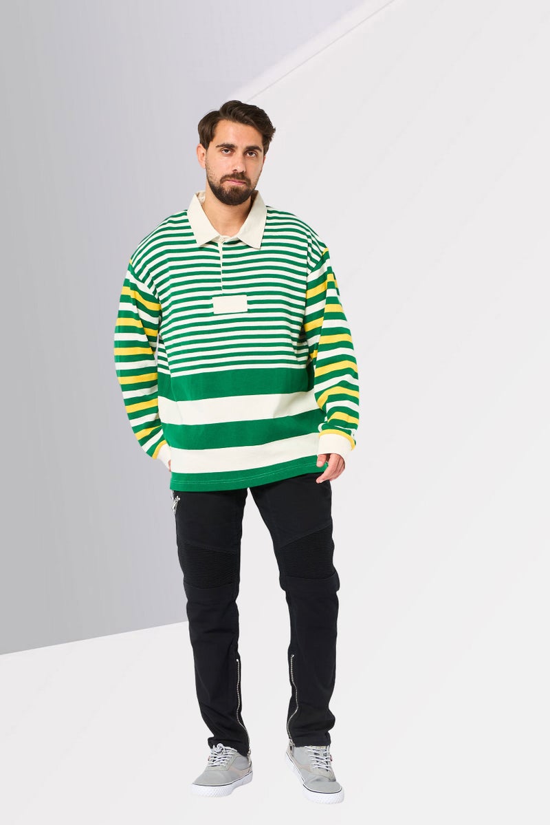 GANT Men Spread Collar Long Sleeve Stripe Sweatshirt, Multicolor - Image 2
