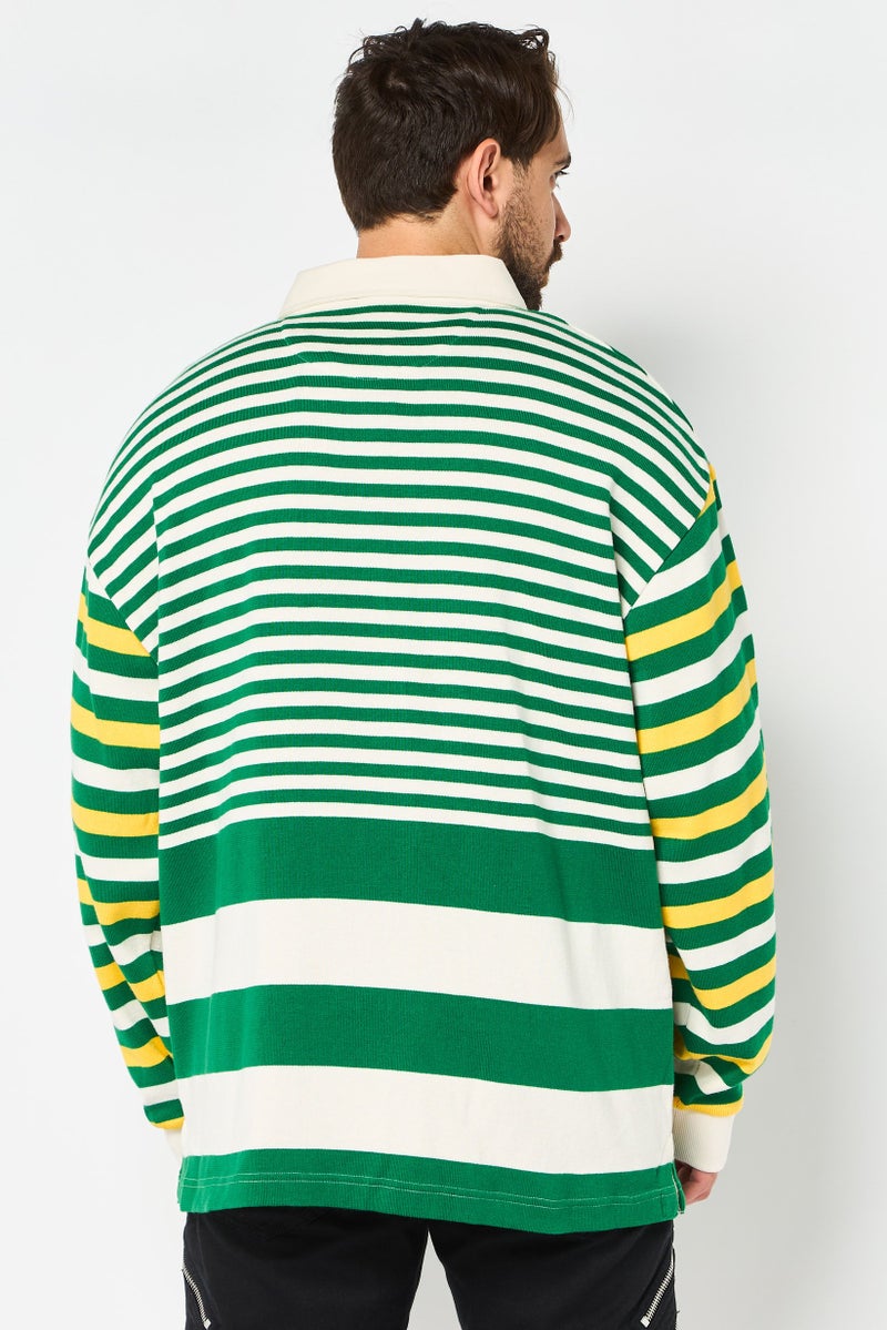 GANT Men Spread Collar Long Sleeve Stripe Sweatshirt, Multicolor - Image 4