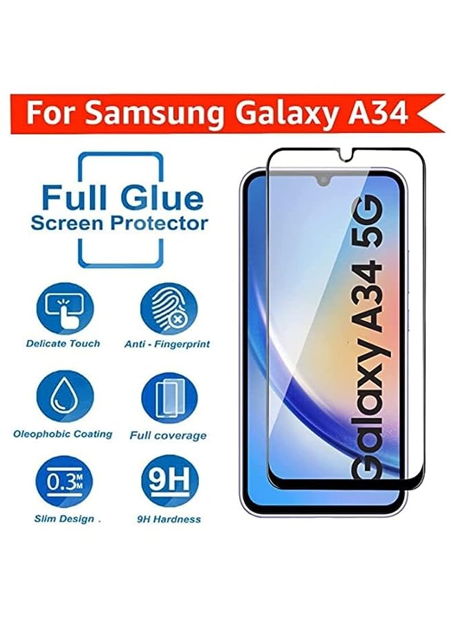 PROMASS Samsung Galaxy A34 Tempered Glass Screen Protector full Glue Edge to Edge Screen Glass Anti-shatter 9H Hardness Scratch Proof Compatible for Samsung Galaxy A34 5G - Image 2