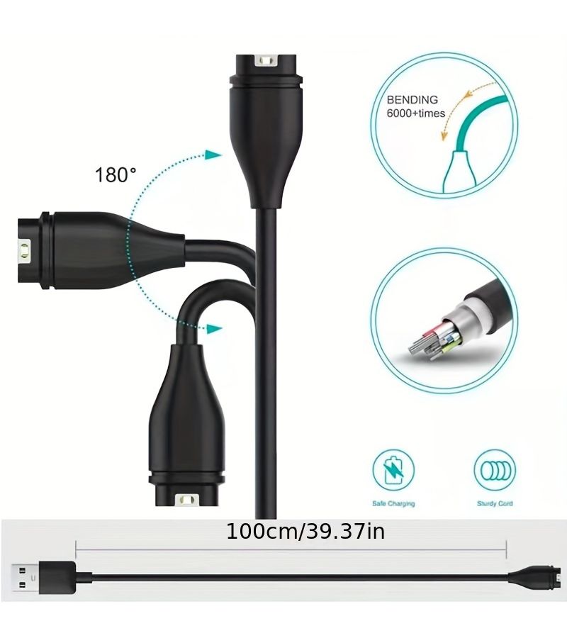كابل شاحن USB-C متوافق مع ساعة Garmin بما في ذلك Fenix وVivoactive وForerunner وVenu USB A - Image 4