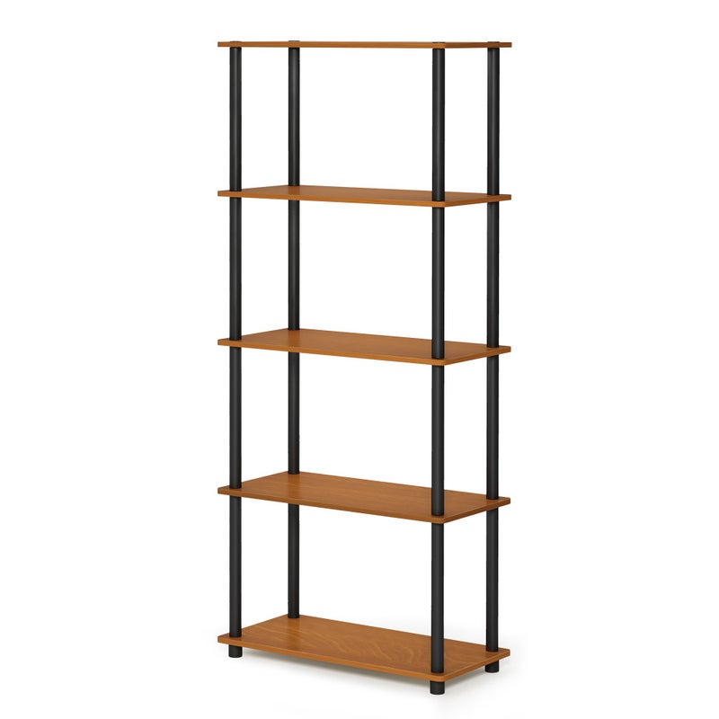 Furinno Furinno TurnNTube 5Tier Multipurpose Shelf  Display Rack  Storage Shelf  Bookshelf Round Tubes Light CherryBlack