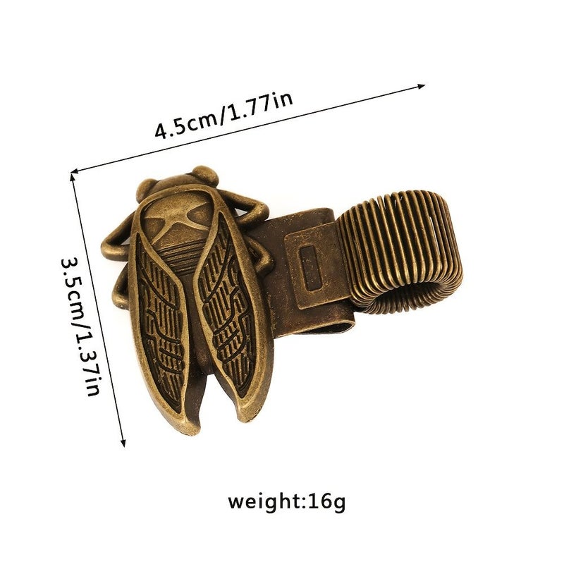Bronze Cicada Insect Metal Pen Holder With Spring Clip For Journal Office - Image 3