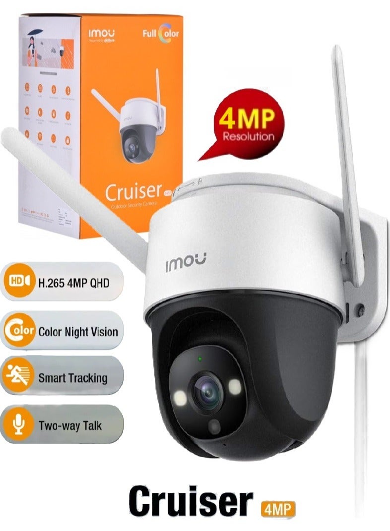IMOU Cruiser (4MP) 1080P Wi-Fi Smart Home Outdoor Security Camera Color Night Vision 360 Degree IP66 Dust And Water Protection ,Built-in Spotlight And Siren, Two-way Talk, AI Cloud/SD Card Storage (IPC-S42FN) - Image 1