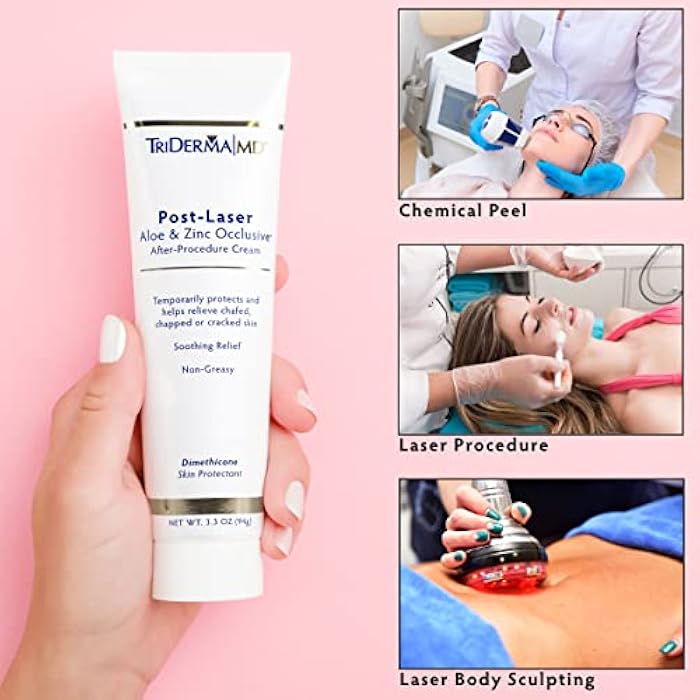 TriDerma كريم تريدرما بعد الليزر بالألوة والزنك للعلاج بعد التقشير الكيميائي، الوخز الدقيق أو علاجات الليزر 3.3 أونصة - Image 2