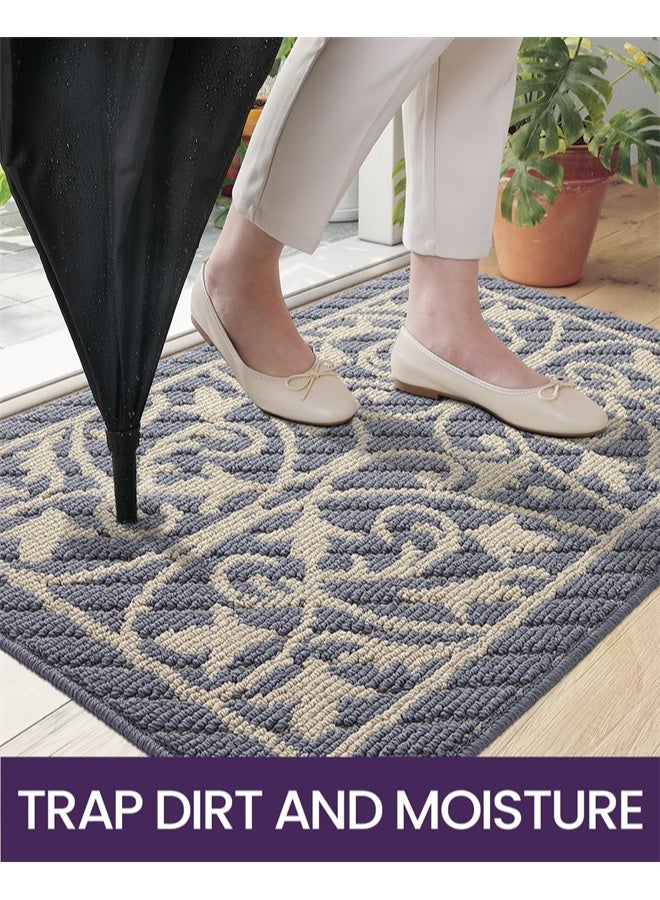 HOMESTAR Door Mat, Indoor Rugs for Entryway, Floor Mats, Inside Doormat Front, Non Slip, Washable, 50 x 80 cm, Grey - Image 2