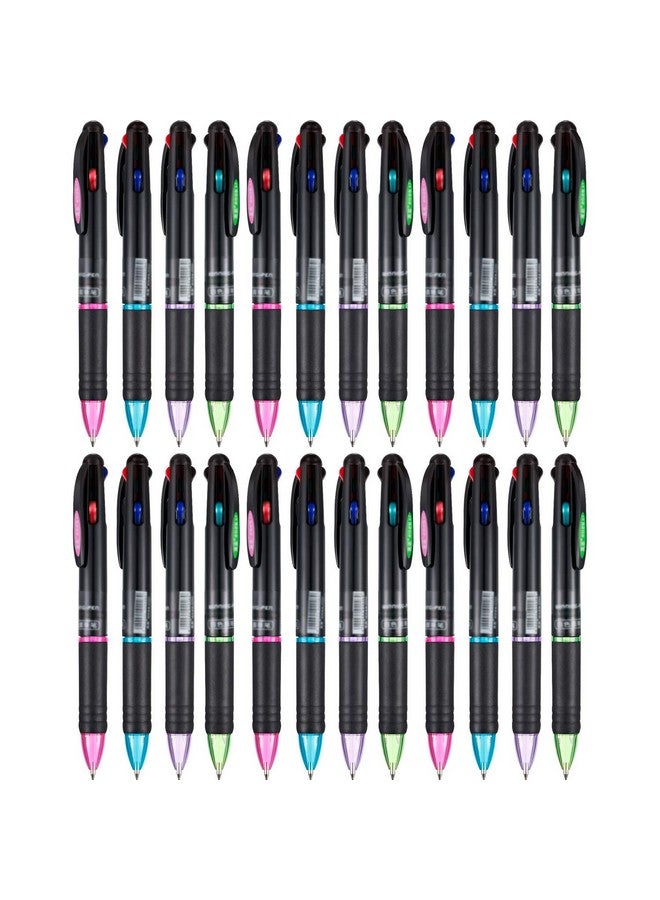 Jovitec 24 Pack Multicolor Ballpoint Pens 4In1 0.7 Mm Colored Retractable Ballpoint Pens For Office School Supplies Students Gift Kids Party Favors - Image 1
