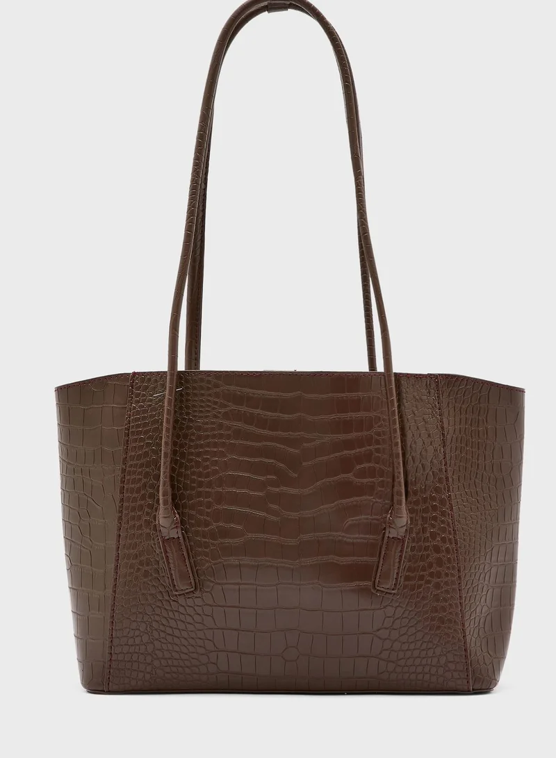 ELLA Long Strap Croc Tote Bag