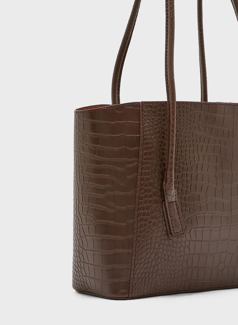 ELLA Long Strap Croc Tote Bag