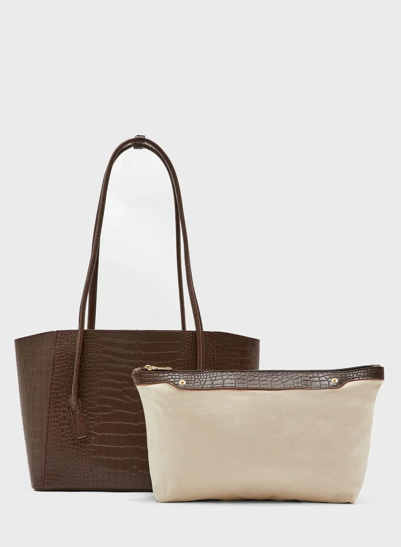 ELLA Long Strap Croc Tote Bag