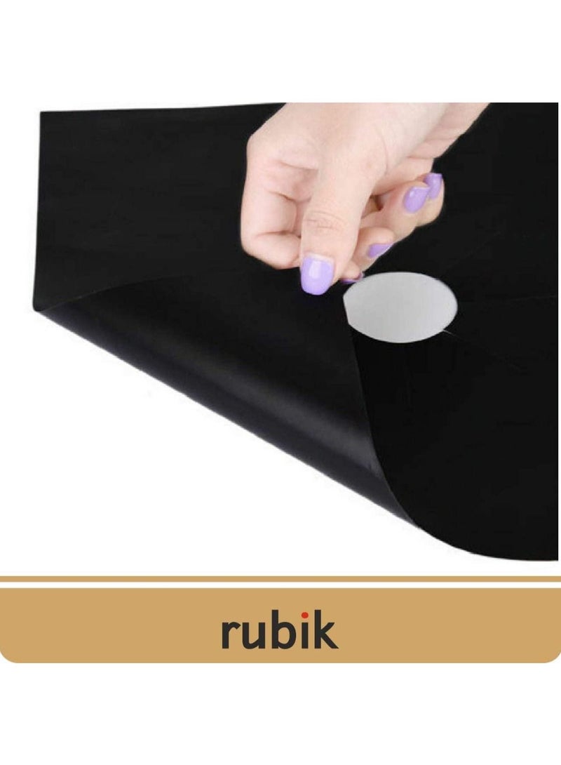 Gas Stove Burner Covers Non-Stick Gas Range Protectors Reusable Aluminium Foil Cover Liner Mat Pad (Pack of 8) Black/Silver