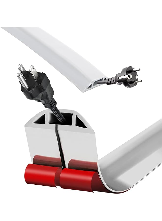 promass 6.5FT Floor Cable Cover,Electrical Floor Cord Covers for Wires on Floor,Cord Protector Floor,Hide Cords on Floor,Wire Cover for Floor,Floor Cable Management (Medium- 6.5Feet, White) - Image 1