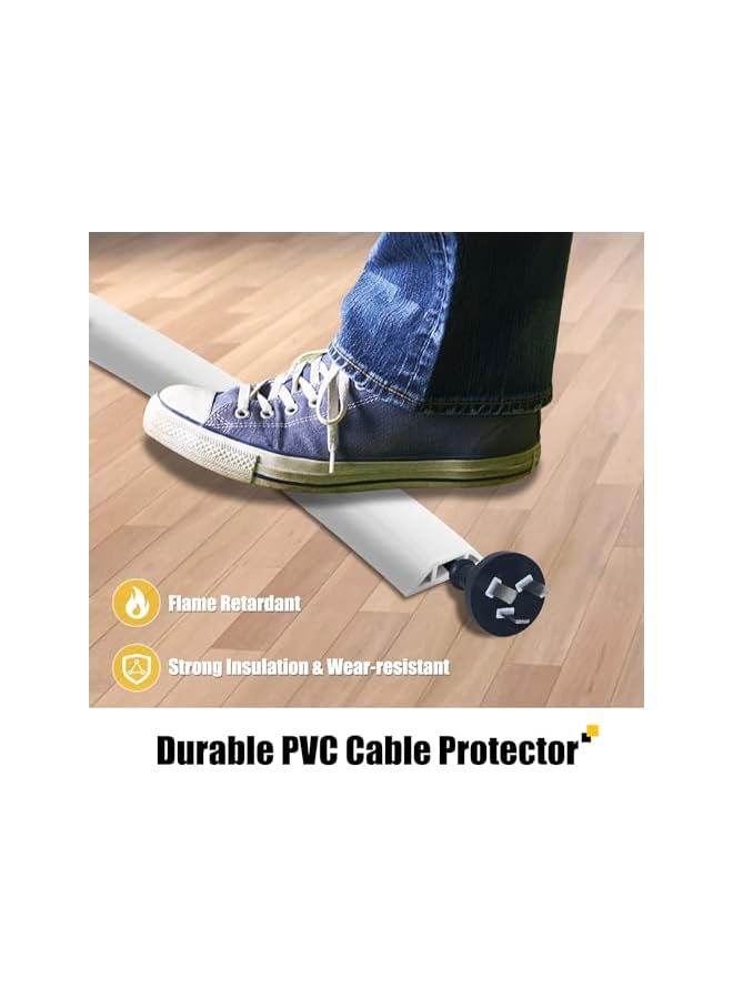promass 6.5FT Floor Cable Cover,Electrical Floor Cord Covers for Wires on Floor,Cord Protector Floor,Hide Cords on Floor,Wire Cover for Floor,Floor Cable Management (Medium- 6.5Feet, White) - Image 4