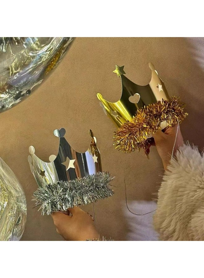 Internet Celebrity Same Style Golden Silver Tassel Crown Birthday Hat Children's Adult Dessert Party Cake Decorative Hat-Specifications:Gold Tassel Birthday Hat - Image 2