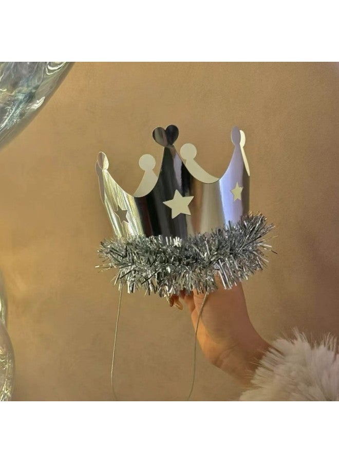 Internet Celebrity Same Style Golden Silver Tassel Crown Birthday Hat Children's Adult Dessert Party Cake Decorative Hat-Specifications:Gold Tassel Birthday Hat - Image 3