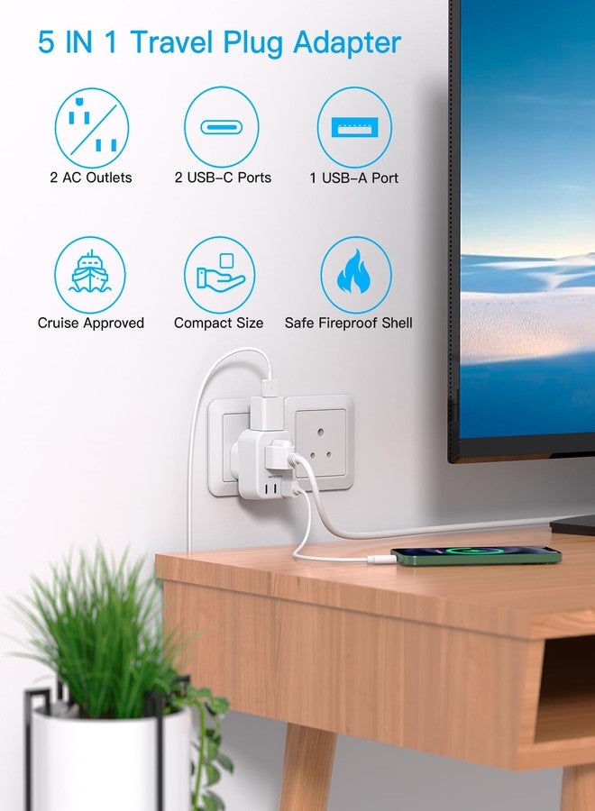 HANYCONY South Africa Travel Plug Adapter, Type M Power Adapter with 2 AC Outlets 3 USB Ports(2 USB C) for US to South Africa Botswana Namibia India Nepal Bhutan Sri Lanka - Image 3