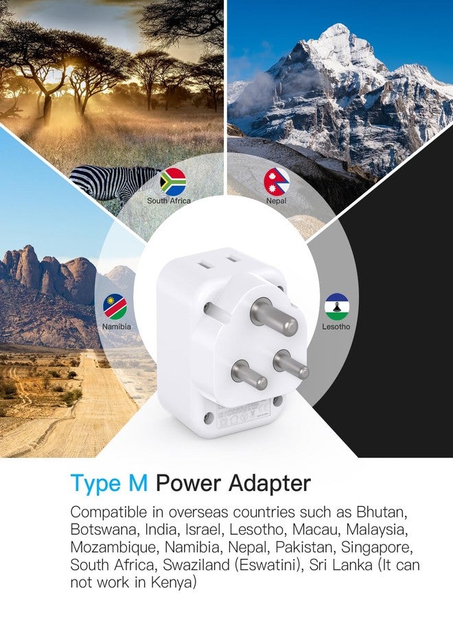 HANYCONY South Africa Travel Plug Adapter, Type M Power Adapter with 2 AC Outlets 3 USB Ports(2 USB C) for US to South Africa Botswana Namibia India Nepal Bhutan Sri Lanka - Image 2