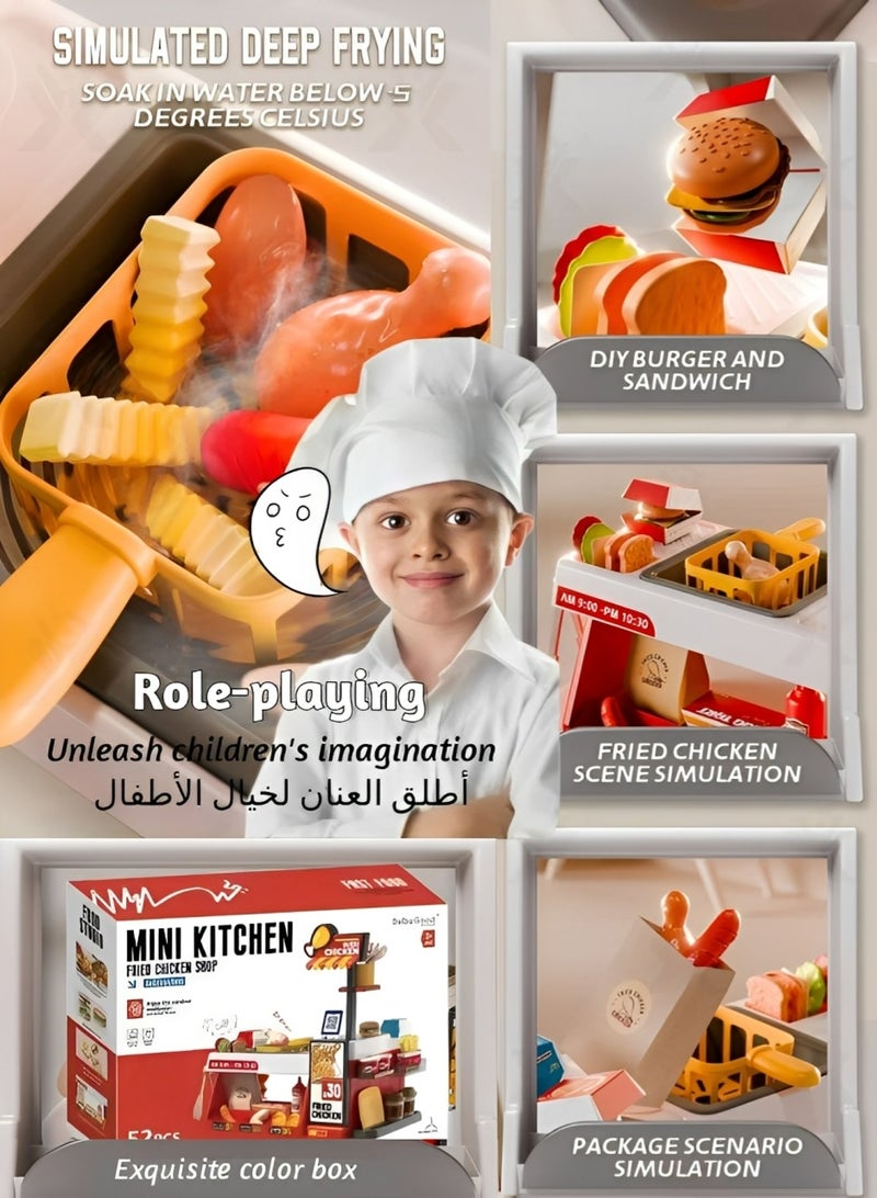 Kids' Kitchen Food Toy Set—Simulated Fried Chicken Fast Food Restaurant Toy, Promotes Parent-Child Interaction with Color-Changing Food Included, Suitable as a Birthday Gift for Boys and Girls Aged 3+. - Image 4