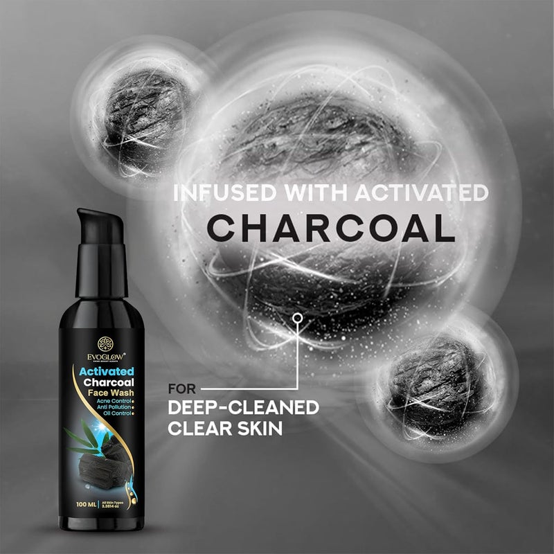 EvoGlow Activated Charcoal Face Wash 100ml - Image 3