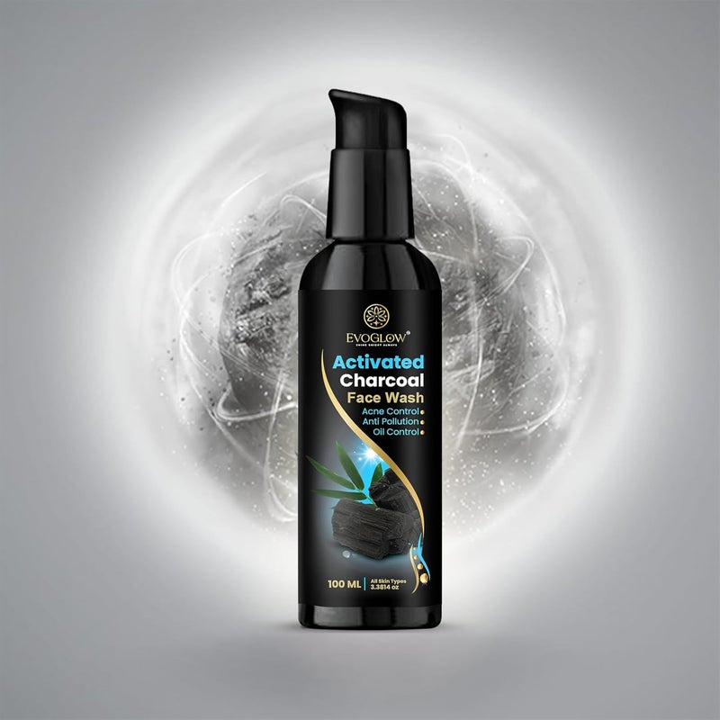 EvoGlow Activated Charcoal Face Wash 100ml - Image 2