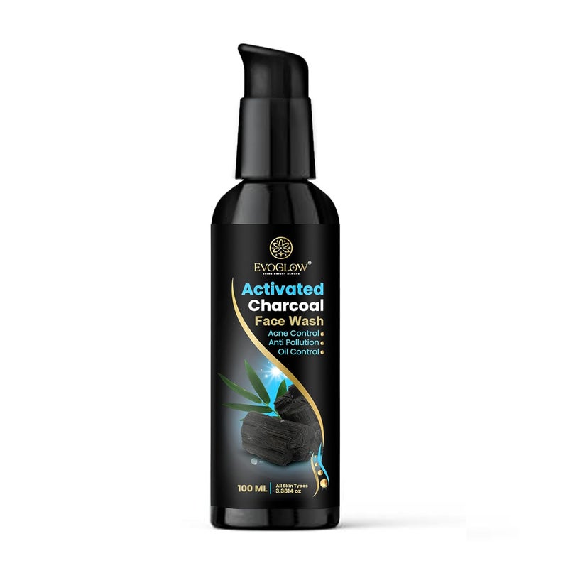 EvoGlow Activated Charcoal Face Wash 100ml - Image 1