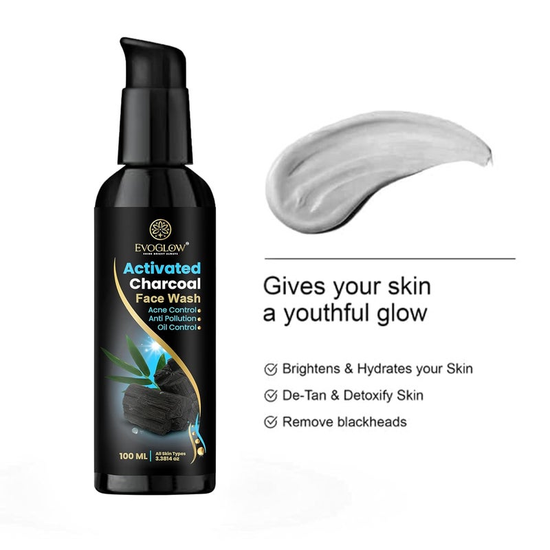 EvoGlow Activated Charcoal Face Wash 100ml - Image 5
