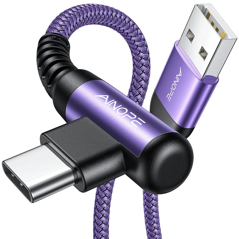 AINOPE USB C Charger Cable, 3.1A Type C Charger Cable Fast Charging, [2 Pack, 2M] Right Angle USB c Fast Charger Cable Compatible with Samsung Charger Type c, Huawei, Google Pixel, Sony Xperia, LG - Image 1