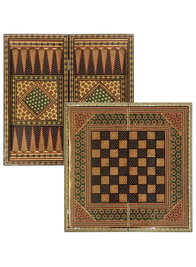 MARGOUN طقم شطرنج كاتم الفارسي اليدوي مع قطع الطاولة والحجر الرخامي – تحفة خالدة 50x50 سم - Image 2