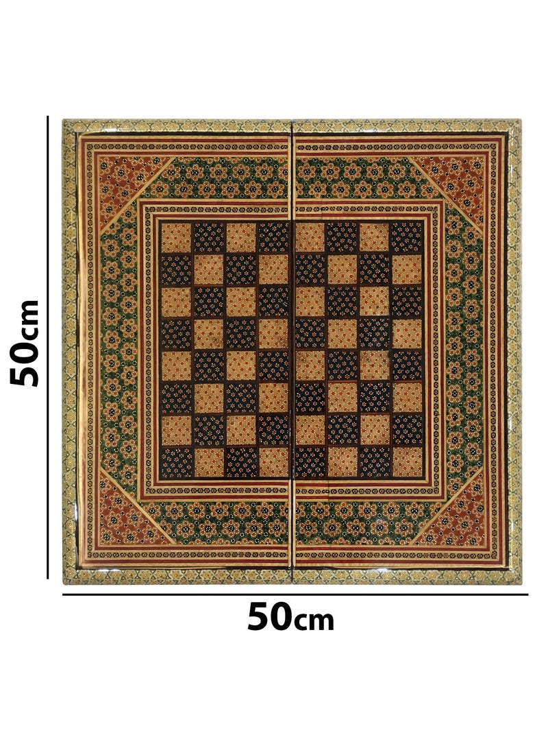 MARGOUN طقم شطرنج كاتم الفارسي اليدوي مع قطع الطاولة والحجر الرخامي – تحفة خالدة 50x50 سم - Image 5