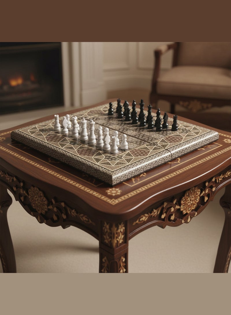 MARGOUN طقم شطرنج كاتم الفارسي اليدوي مع قطع الطاولة والحجر الرخامي – تحفة خالدة 50x50 سم - Image 5