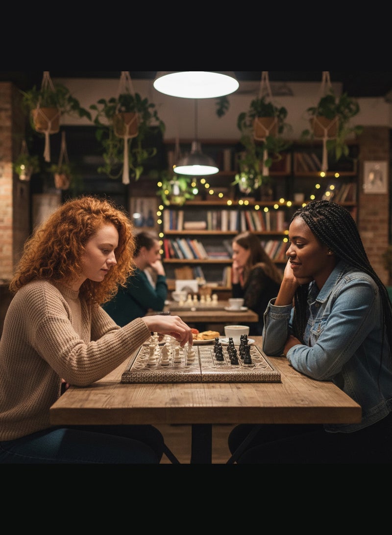 MARGOUN طقم شطرنج كاتم الفارسي اليدوي مع قطع الطاولة والحجر الرخامي – تحفة خالدة 50x50 سم - Image 4