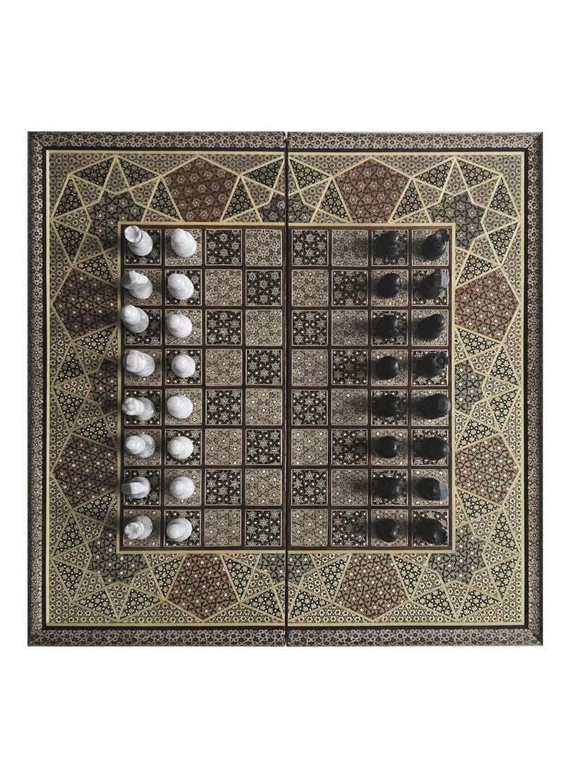 MARGOUN طقم شطرنج كاتم الفارسي اليدوي مع قطع الطاولة والحجر الرخامي – تحفة خالدة 50x50 سم - Image 2